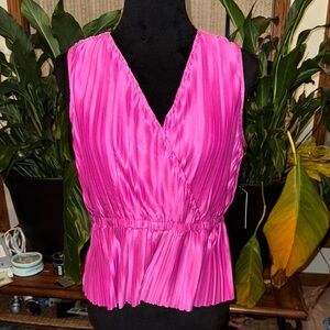 Japna Pink Sleeveless Pleated Blouse